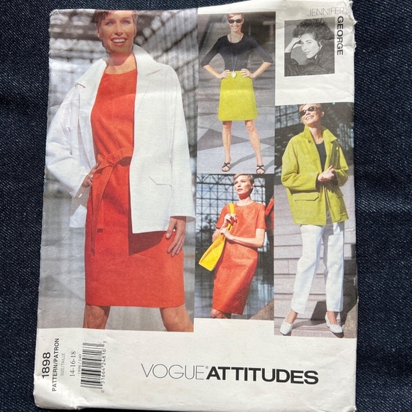 Vogue 1898 Sewing Pattern Oversized Jacket Loose Dress Size 14 16 18 Uncut - Picture 1 of 5